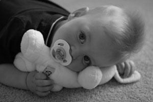 Child with stuffed animal