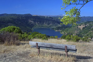 Bench with lake landscape